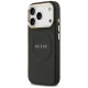 Guess dėklas iPhone 17 Pro telefonui PU Peony Hot Stamp MagSafe, juodas