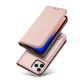 Atverčiamasis dėklas iPhone 12 Pro Max su kortelių kišenėmis ir stovu, rožinis