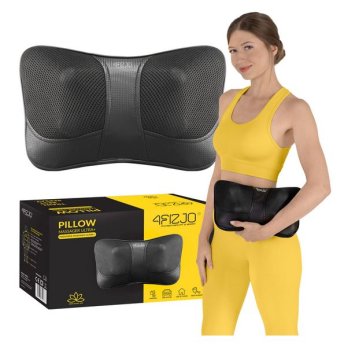 4FIZJO SHIATSU ULTRA+ Heated Neck Massage Cushion Pillow Body Massager, Black
