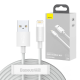 Baseus Simple Wisdom USB to Lightning laidas, 2.4A, 1.5m (2 vnt.), baltas
