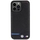 BMW dėklas iPhone 15 Pro Max telefonui Leather Carbon, juodas