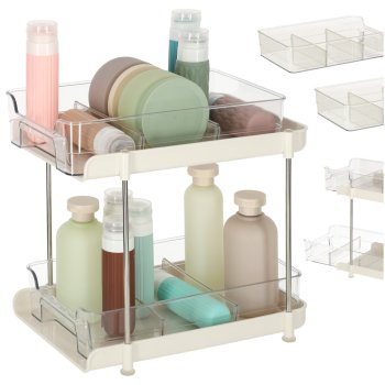 2-Tier Acrylic Organizer with Pull-Out Shelves, Transparent