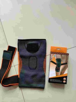 Elastic Knee Brace Stabilizer, Grey/Orange