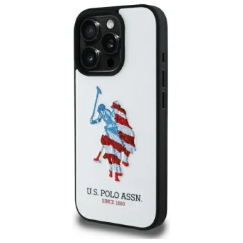 US Polo USHCP15XPUSH iPhone 15 Pro Max 6.7\" white/white Leather Big DH American Flag