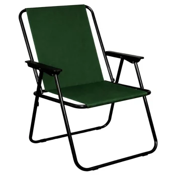 Folding Camping Chair with Backrest and Armrests, up to 100 kg, Green