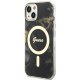 Guess dėklas iPhone 14 telefonui Golden Marble MagSafe, juodas