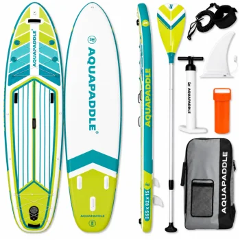 AquaPaddle Navigator pripučiama SUP irklentė, 355x82x15 cm, žalia