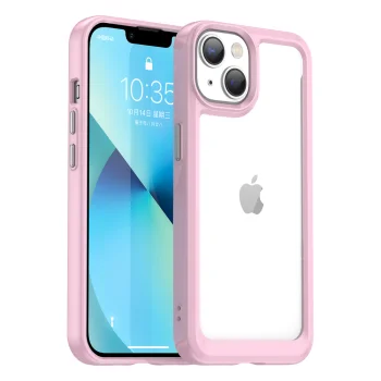 Outer Space Case iPhone 14 Plus Hard Cover with Gel Frame Pink