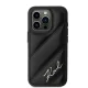 Karl Lagerfeld dėklas iPhone 15 Pro Max telefonui Diagonal Quilted Script, juodas