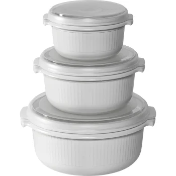 Emsa Micro Family maisto indelių rinkinys mikrobangų krosnelei, 3 vnt., baltas