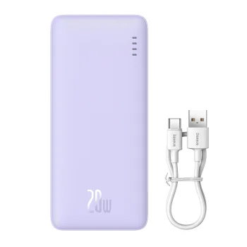 Baseus Airpow Fast Charge Power Bank 20000mAh 20W Nebula Purple?With Simple Series Containing universal USB to Type-C...