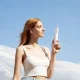 Nešiojamas rankinis ventiliatorius Jisulife Life8 Plus 4500 mAh su žibintuvėliu, baltas