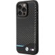 BMW Leather Carbon dėklas iPhone 13 Pro / 13 telefonui, juodas