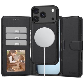Tech-Protect Wallet MagSafe Case for iPhone 17 Pro, Matte Black