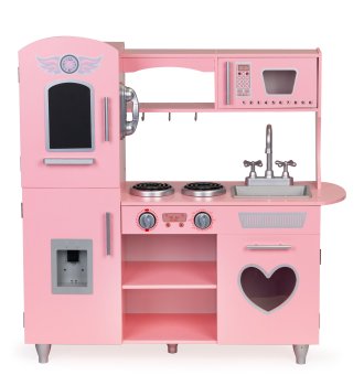 Didelė medinė žaislinė virtuvėlė vaikams ECOTOYS 137345, rožinė
