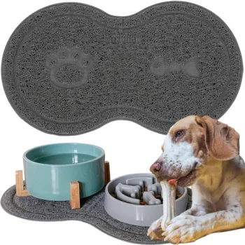 Purlov 00024088 Double Pet Bowl Mat, Grey