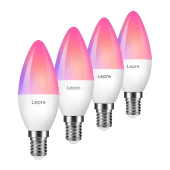 Išmanioji LED lemputė LEPRO BC1-EU-4 E14 C37 RGBCW Wi-Fi 4.9W 470lm, 4 vnt.