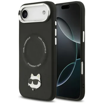 Karl Lagerfeld Choupette Pin MagSafe dėklas telefonui iPhone Air, juodas