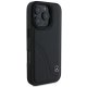 Mercedes iPhone 16 Pro dėklas Curved Stitches Leather, juodas