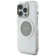 Guess IML Metal Colored Circle Classic Logo MagSafe dėklas iPhone 16 Pro, pilkas