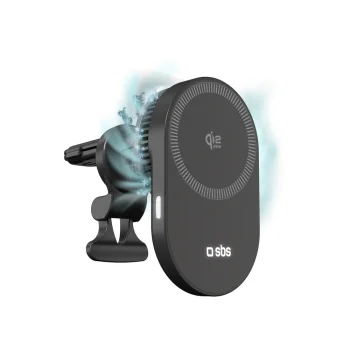 SBS Magnetic Car Phone Holder with Qi2 25W Wireless Charger and Active Cooling - Black