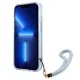 Guess Translucent Strap dėklas iPhone 13 telefonui su riešo dirželiu, mėlynas