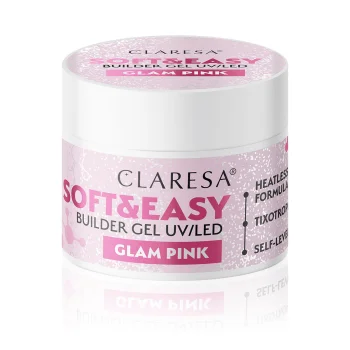 Claresa Soft&Easy Builder Gel nagų modeliavimo gelis, Glam Pink, 90g