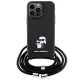 Karl Lagerfeld dėklas iPhone 14 Pro Max telefonui su virvele Saffiano, juodas