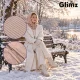 Moteriškas megztas gobtuvas-šalikas Glimz su vilna, smėlio spalvos