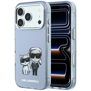 Karl Lagerfeld IML Karl&Choupette Bodies Sketch MagSafe dėklas iPhone 17/18 Pro Max, mėlynas