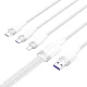 USB-A į 3-in-1 laidas 6A 120W Vention CTRWG 1.5m, baltas