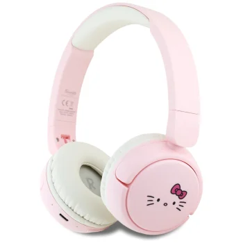 Hello Kitty Face Logo belaidės ausinės ant ausų, rožinės