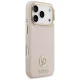 Guess dėklas iPhone 17 Pro telefonui Grained PU Strass Logo MagSafe, rožinis