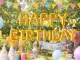 Folinių balionų girlianda Happy Birthday gimtadienio užrašas, 13 vnt., auksinė