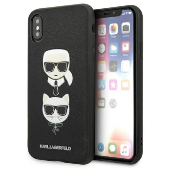 Karl Lagerfeld Saffiano Karl&Choupette dėklas skirtas iPhone XS Max, juodas