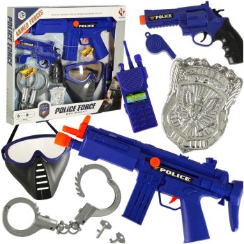 Kids Police Play Set (7 Pieces, Gun, Rifle, Mask, Handcuffs)