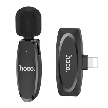 HOCO L-15 belaidis atlapo mikrofonas su Lightning jungtimi, juodas