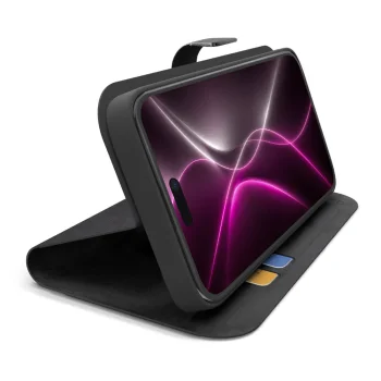 Atverčiamas dėklas SBS Wallet Smart skirtas iPhone 18 Pro Max su stovu ir kortelių skyriais, juodas