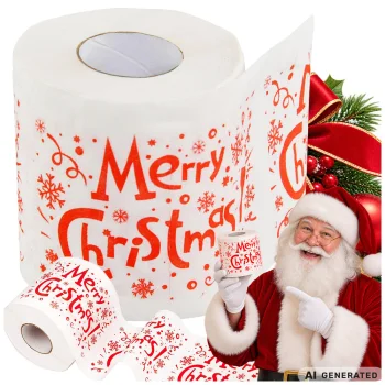 Christmas Toilet Paper Roll with Santa Print, 250 Sheets