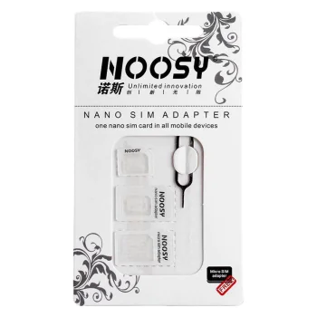 Noosa SIM kortelių adapterių rinkinys su adatėle, baltas