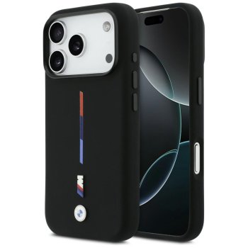 BMW M Silicon Tricolor Line MagSafe dėklas iPhone 17 Pro, juodas