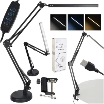 Stalinis LED šviestuvas su USB ir 2 tvirtinimais KX2988, juodas
