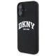 DKNY Silicone White Printed Logo MagSafe dėklas telefonui iPhone 16, juodas