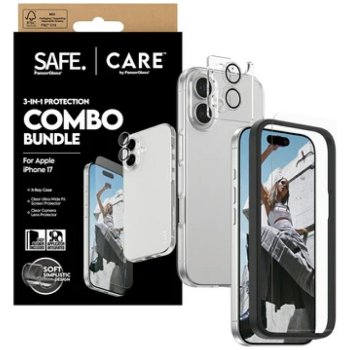 „CARE by PanzerGlass“ 3in1 rinkinys: dėklas, stiklas ir linzė iPhone 17