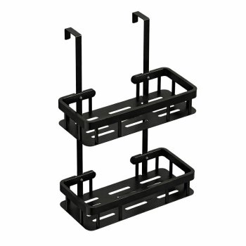 Hanging Bathroom Shelf Wall Mounted 2-Tier Organizer, Black