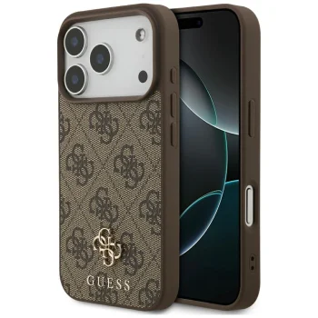 Guess 4G Small Classic Logo MagSafe dėklas iPhone 17 Pro / 18 Pro, rudas