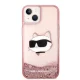 Karl Lagerfeld dėklas iPhone 14 Plus / 15 Plus su blizgučiais, rožinis