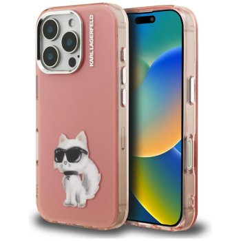 Karl Lagerfeld IML Aquarelle Choupette dėklas iPhone 16 Pro Max, rožinis