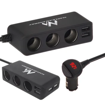 Maclean MCE117 automobilinio lizdo šakotuvas, 3 lizdai, 4x USB, voltmetras