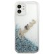 Guess iPhone 12 mini dėklas Glitter Vintage Script, mėlynas
